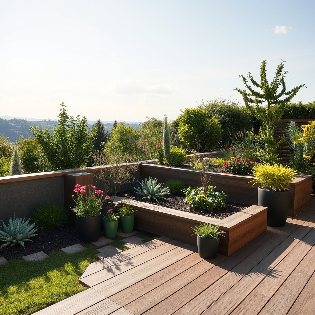 Terrasse sur plots végétalisée : structure et drainage